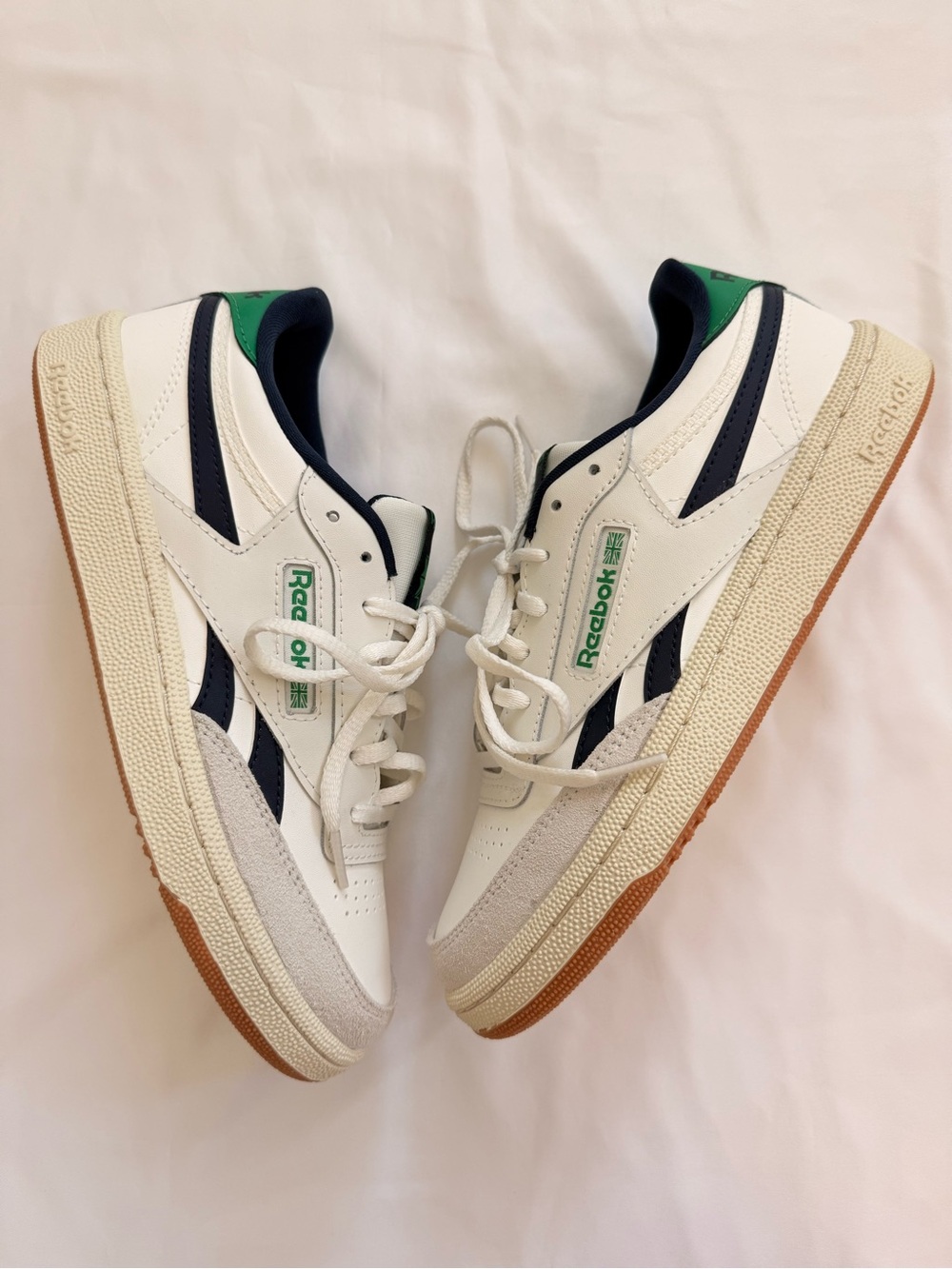 Reebok White Navy Green Low-Top Sneakers